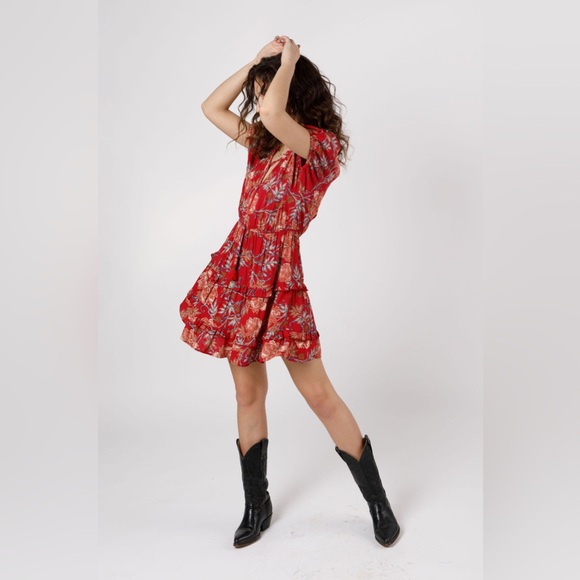 Band Of The Free CONNIE GARNET FLORAL MINI DRESS - Picture 4 of 5